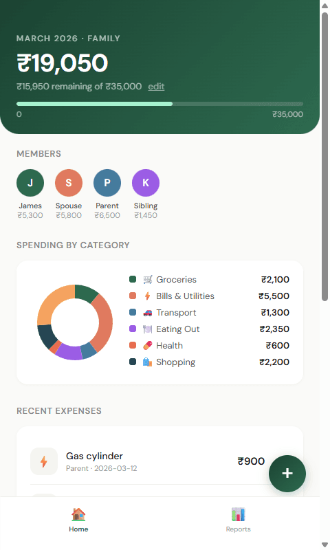 Family Expenses mockup screenshot