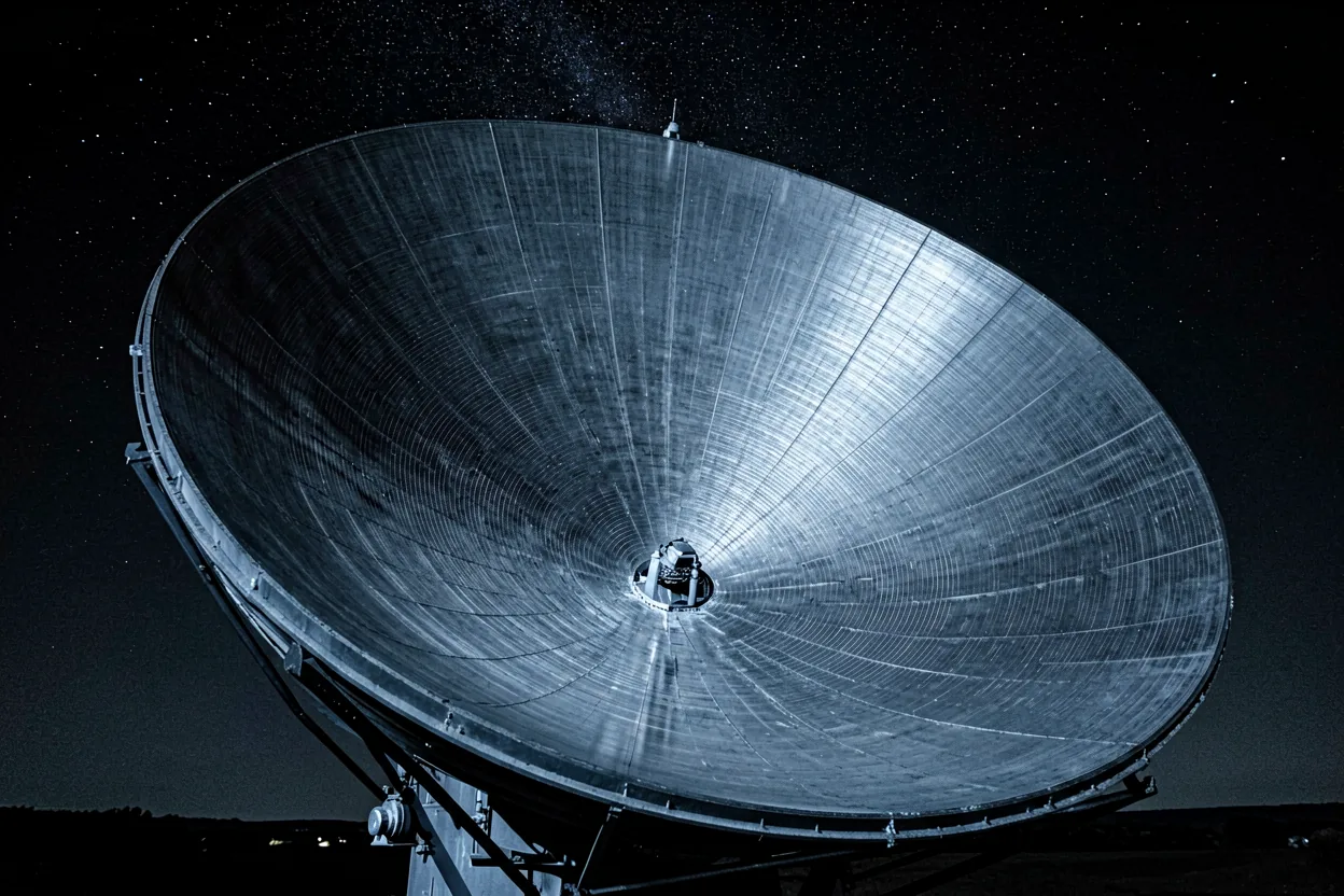 Macro detail of a parabolic telescope primary mirror.
