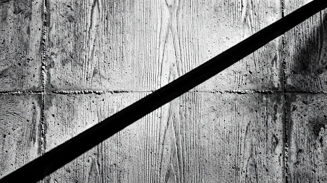 Board formed concrete showing timber grain with one sharp shadow line